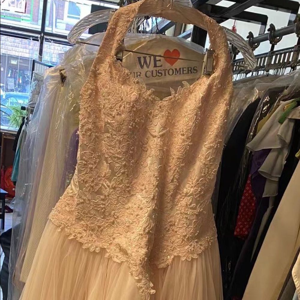 David's bridal pink wedding dress